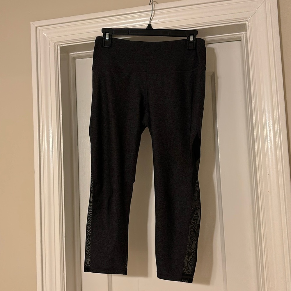 ByZella, size M workout leggings, gray with black mesh sides
